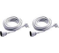 Meister Extensión de Contacto - Cable de 5 m - Blanco - Cable de plástico - IP20 Interior/Acoplador con protección contra Contacto/Extensión Schuko / 7432510 (Paquete de 2)