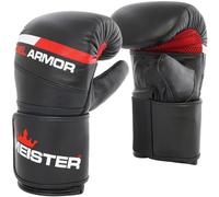 Meister Gel Armor Guantes de Bolsa de Cuero de Grano Completo con Soporte de Muñeca - Negro - Grande/Extra Grande (16oz)