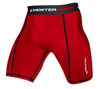 Meister MMA Compresión Rush Pantalones Cortos de Pelea con Bolsillo para Copa - Rojo - Pequeño (30-31)