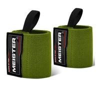 Meister Muñequeras Elásticas de 18" - Soporte de Alta Resistencia para Halterofilia, Fuerza y Cross Training - Verde Militar