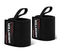 Meister Muñequeras Elásticas de 18" - Soporte de Alta Resistencia para Halterofilia, Fuerza y Cross Training - Negro