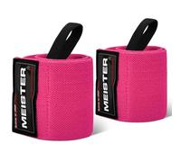 Meister Muñequeras Elásticas de 18" - Soporte de Alta Resistencia para Halterofilia, Fuerza y Cross Training - Rosa