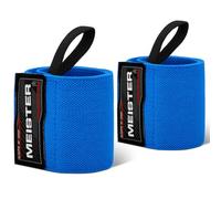 Meister Muñequeras Elásticas de 18" - Soporte de Alta Resistencia para Halterofilia, Fuerza y Cross Training - Azul