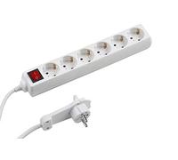 Meister - Regleta - Conector extraplano - Cable de 2 m - Uso en Interiores IP20 - Interruptor Iluminado/enchufes múltiples con protección Infantil/regleta con Enchufe Plano, 7430880