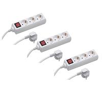 Meister Regleta de 3 enchufes, 3 Unidades, Cable de 3 m, Color Blanco, Cable de plástico, IP20, para Interiores, Interruptor, regleta múltiple, Enchufe de Mesa, 3 enchufes, 7430570