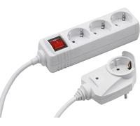 Meister Regleta de 3 enchufes, con enchufe adicional, cable de 2 m, color blanco, IP20 para interiores, interruptor, Powersplit, regleta con protección contra sobretensiones, enchufe múltiple, Tido de