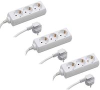 Meister Regleta de 3 enchufes - Juego de 3 - Cable de 1,4 m - Blanco - Cable de plástico - IP20 para Interiores/Regleta/Regleta múltiple/Enchufe de Mesa/Tido 3 enchufes / 7430380