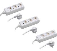 Meister Regleta de 3 enchufes - Juego de 3 - Cable de 3 m - Blanco - Cable de plástico - IP20 para Interiores/regleta de Enchufe/Enchufe múltiple/Enchufe de Mesa/Tido de 3 enchufes / 7430800