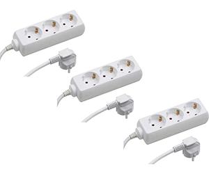 Meister Regleta de 3 enchufes - Juego de 3 - Cable de 5 m - Blanco - IP20 Interior/Regleta/Regleta/Enchufe múltiple/Enchufe de Mesa/Tido 3 enchufes / 7430470