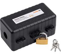 Meister Safebox 7436120 - Caja de Seguridad (120 x 60 x 60 mm, IP20, para Cables de hasta 18 mm de Grosor, Incluye candado y Llaves), Color Negro