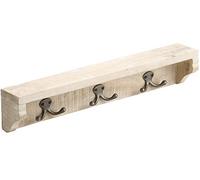 Meister Vintage de ganchos, 455 x 90 mm , Madera de Mango con 3 ganchos dobles Decoración Vintage estilo de decoración de aspecto envejecid, Perchero de pared, universal Ganchos Toalla | 261867