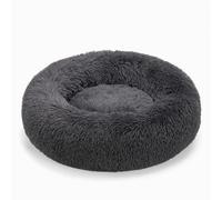 Meisterhome Cama redonda para perros 76 x 76 x 17 cm - Acogedora Donut Alfombrilla para perros gris - felpa suave - lavable a 30 °C - Parte inferior antideslizante - Comodidad ortopédica para perros y