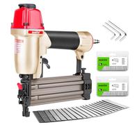 meite F50C - Clavadora neumática con 2000 clavos (32 mm, 50 mm cada tamaño, 1000 piezas), pistola neumática de calibre 18, pistola de clavos de acabado pequeño para trabajos de recorte, incendios