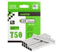 meite Grapas Tipo 140/10 mm, Tipo T50, de Acero Inoxidable, Calibre 20, Corona de 10 mm, para Grapadora Tipo 140, Tapicería, Construcción y Muebles, 1.512 Unidades