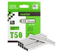 meite Grapas Tipo 140/12 mm, Tipo T50, de Acero Inoxidable, Calibre 20, Corona de 10 mm, para Grapadora Tipo 140, Tapicería, Construcción y Muebles, 1.512 Unidades