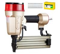 meite ST64E - Pistola de clavos de hormigón con 400 clavos en T de 14 GA de 1-1/4 pulgadas, pistola neumática resistente para madera contrachapada/cubierta/pelaje, cargador de 100 piezas, acepta 3/4