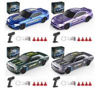 Meiurlex 1/43 Mini RC Drift Auto con Giroscopio, 2,4G Coche teledirigido RC Drift Coche de carreras deportivo con luces LED, 15 km/h, RTR totalmente proporcional, regalo para adultos (4 unidades)