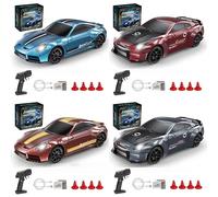 Meiurlex 1/43 Mini RC Drift Auto con Giroscopio, 2,4G Coche teledirigido RC Drift Coche de carreras deportivo con luces LED, 15 km/h, RTR totalmente proporcional, regalo para adultos (4 unidades)