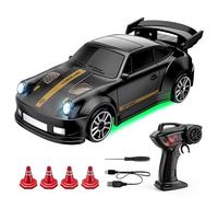 Meiurlex 1:64 RC Drift Auto Model, 4WD RC Coche teledirigido con iluminación LED y neumáticos de derivación, 2,4 GHz Stunt Desktop Carreras Coche RC Vehículo RC Regalo para adultos