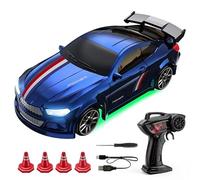 Meiurlex 1:64 RC Drift Auto Model, 4WD RC Coche teledirigido con iluminación LED y neumáticos de derivación, 2,4 GHz Stunt Desktop Carreras Coche RC Vehículo RC Regalo para adultos