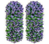 MEIVINES Flores Artificiales Colgantes 2 Piezas Artificiales Plantas Colgantes de Petunia Flores Artificiales Decoración para Interior Exterior Jardín Balcón (Morado,82cm)