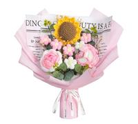 MEIVINES Flores de Ganchillo Ramo de Flores de Ganchillo Terminado a Mano Ramo Decorativo de Girasol Falso para Madre, Graduación, Boda, decoración del hogar, Regalo