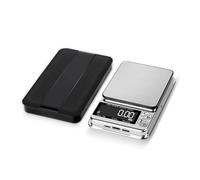 MEIVIYA Báscula de joyería de Bolsillo, báscula de Cocina de 100g/500g, Carga USB, LCD Digital electrónico de Acero Inoxidable de Alta precisión(100g 0.01g)