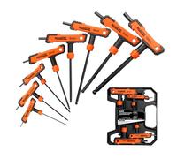Meiwaltee 8 PCS Juego de Llaves Allen Mango en T, HX2-10mm de Acero CR-V Llaves Hexagonales Métricas, Ergonómico Cabeza Esférica Brazo Largo Para Reparación de Automóviles y Bicicletas, Bricolaje.