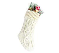 Meiwash Media de Navidad CalcetíN de Navidad CalcetíN de Navidad Colgante de áRbol de Navidad Bolsa de Dulces Grande Bolsa de Regalo Medias Decorativas de Regalo Chimenea Colgante (White, 37cm)