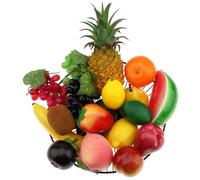 Meiwlong 18 PCS ArtificialFruits Decoración Hogar Falso Pineapple Grape Strawberries Pear Oil Fruit Orange Lemon Wax Apple Watermelon Banana Kiwi Pineapple Peach Combination