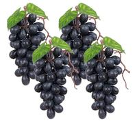 Meiwlong 4 racimos de plástico artificial falso, uvas negras con vides, guirnalda, decoración de bodega, granja, mesa, fruta, modelo hecho a mano, accesorios de fotografía