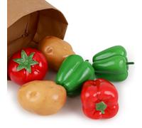 Meiwlong 6 verduras falsas, verduras artificiales realistas para decoración del hogar, pimientos rojos y verdes falsos, tomate, papas para exhibición de accesorios de fotografía