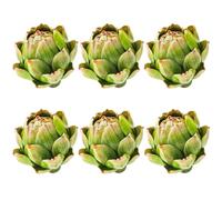 Meiwlong 6Pcs ArtificialFalso Vegetal Small Green Artichoke Faux Realista Flowers Bouquet Decoración CenterPieza Wedding Christmas Hogar Tabletop Kitchen