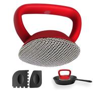 MEIXINZHI Depurador de hierro fundido, limpiador de hierro fundido de acero inoxidable 316, mango de diseño ergonómico, utilizado para limpiar utensilios de cocina de hierro fundido, sartenes,