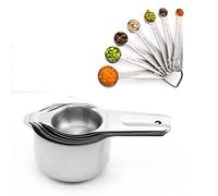 Meiyijia 304 de Acero Inoxidable Cuchara dosificadora,Dosificadoras de Cara para Ingredientes líquidos y Secos, cocción y horneado (Juego de 7+7 cucharas)