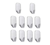 Meiyijia Ganchos Adhesivos, Autoadhesivo Perchero de 304 Acero Inoxidable Colgadores de Puerta Organizador, para Baño, Cocina,10 Piezas