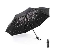 Meiyijia - Paraguas compacto y plegable, protección UV, portátil de Voy, Lady Paraguas - Negro - Diseño de flores de cerezo - Despliega 96 cm, 96 cm