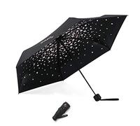 Meiyijia - Paraguas compacto y plegable, protección UV, portátil de Voy, Mini Lady Paraguas - Interruptor manual - Negro - Flor de cerezo - Despliegue 90 cm, 90 cm