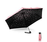 Meiyijia - Paraguas compacto y plegable, protección UV, portátil de Voy, Mini Lady Paraguas - Interruptor manual - Rosa - Flor de cerezo - Despliegue 90 cm, 90 cm