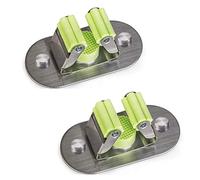 Meiyijia - Portaescoba de pared multifunción, taladrado de tornillos y autoadhesivo para mopa escoba, 304 cepillado, inoxidable, para colgar herramientas, 2 piezas