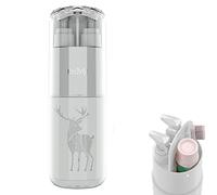 Meiyijia Taza de Cepillo de Dientes, Cepillo de Dientes Caja, 2 Botellas Vacías de Capacidad 45ml, Reutilizable, Mini Espejo y Peine, Uso Diario Exteriores (Gris)