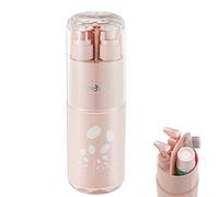 Meiyijia - Tazas de Viaje, Taza de Cepillo de Dientes, Cepillo de Dientes, Estuches de Viaje portátil, 2 x 45 ml, Botella dispensador de jabón, Espejo, Peine, para Camping, Viaje de Negocios (Rosa)