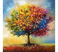 MEIYUDA 5D Diamond Painting Árbol de la vida, Pintura Diamante Árbol abstracto, Diamond Painting Kit Completo Niños Regalo, Manualidades Adultos Painting Para Decoración De Pared Del Hogar 30x30cm