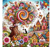 MEIYUDA 5D Diamond Painting Casa Fantasía, Pintura Diamante Casa Fantasía, Diamond Painting Kit Completo Manualidades Adultos Regalo Niños, Decoración De Pared Del Hogar 30x30cm
