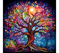 MEIYUDA 5D Diamond Painting Colorido Árbol de la Vida, Diamond Painting Kit Completo, Manualidades Adultos DIY Cristal Pintura De Diamante Para, Painting Para Decoración De Pared Del Hogar 30x30cm