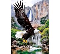 MEIYUDA 5D Diamond Painting Kit Completo Águila Animal Montaña, Pintura Diamante Águila Animal Montaña, Diamond Painting Regalo Niños, Manualidades Adultos Para Decoración De Pared Del Hogar 30x40cm