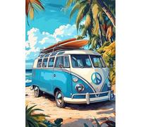 MEIYUDA 5D Diamond Painting Kit Completo Bus, Pintura Diamante Paisaje, Diamond Painting Regalo Niños Diamond Painting, Manualidades Adultos Diamond Painting Para Decoración De Pared Del Hogar 30x40cm
