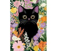 MEIYUDA 5D Diamond Painting Kit Completo Gato negro Animal, Pintura Diamante Gato negro Animal, Diamond Painting Regalo Niños, Manualidades Adultos Para Decoración De Pared Del Hogar 30x40cm