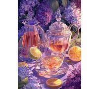 MEIYUDA 5D Diamond Painting Kit Completo Hermoso té de la tarde, Pintura Diamante Hermoso té de la tarde, Diamond Painting Regalo Niños, Manualidades Adultos Para Decoración De Pared Del Hogar 30x40cm