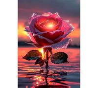 MEIYUDA 5D Diamond Painting Kit Completo Rosa, Pintura Diamante Flores, Diamond Painting Regalo Niños, Manualidades Adultos Diamond Painting Para Decoración De Pared Del Hogar 30x40cm